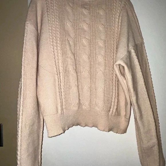 Soft Cable-Knit Bow Accent Sweater - Cream - Picture 2 of 3